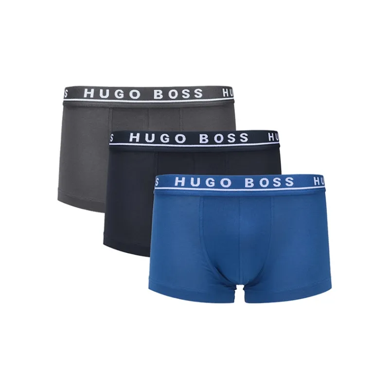 HUGO BOSS Men's SS21 Boxer Briefs 3 Packs Black/Grey/Blue-0