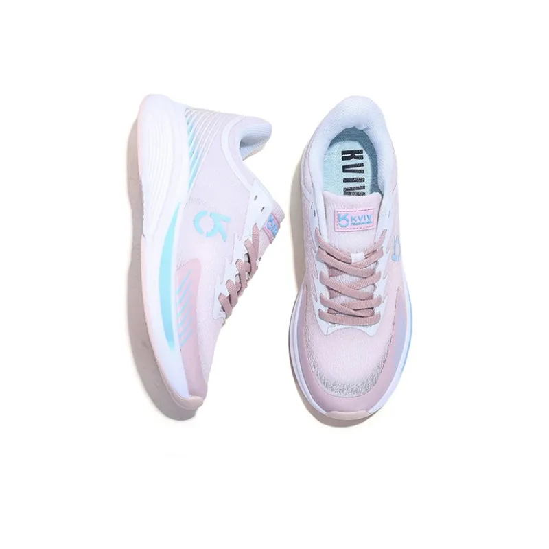 KVIV Anti Slip Wear Resistant Low Top Sprint Running Shoes Unisex Pink-4