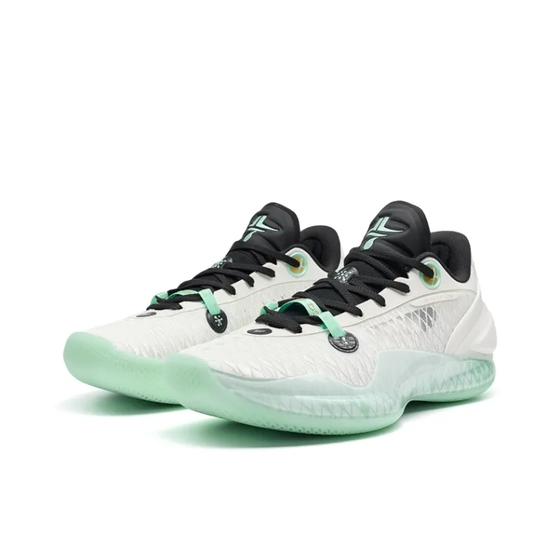 XTEP Lin Shuhao Fifth Generation Basketball Shoes Men Low Top Sail White/Qing Shui Bi-4