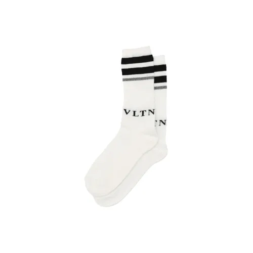 Valentino Men's SS22 Logo Printing Socks 1 Packs White