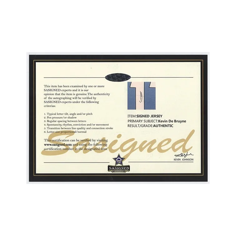 Three For 21-22 Manchester City De Bruyne Signed Soccer Apparel Jersey Includes Certificate And Framing-4
