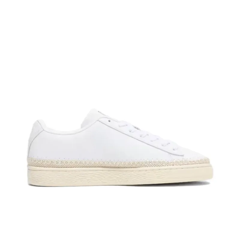 PUMA Basket Trim Anti Slip Wear Resistant Low Top Skateboard Shoes Unisex White Beige-1