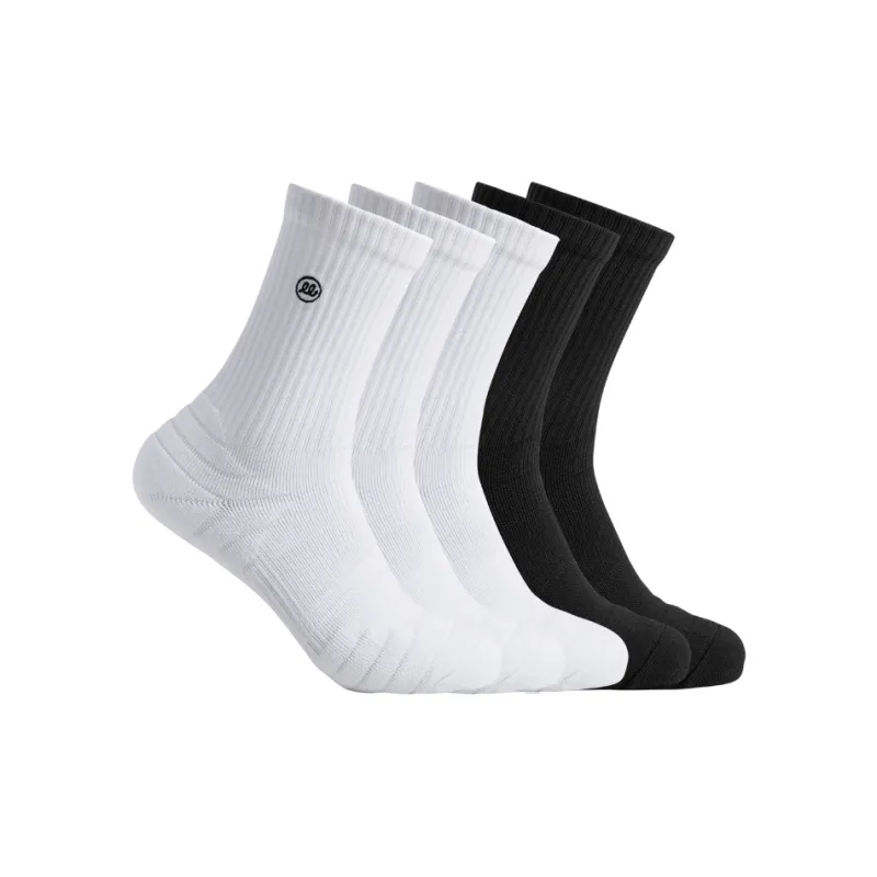 Wild Child Club WCC Mid-Calf Socks Unisex 5 Pack Solid Color-9