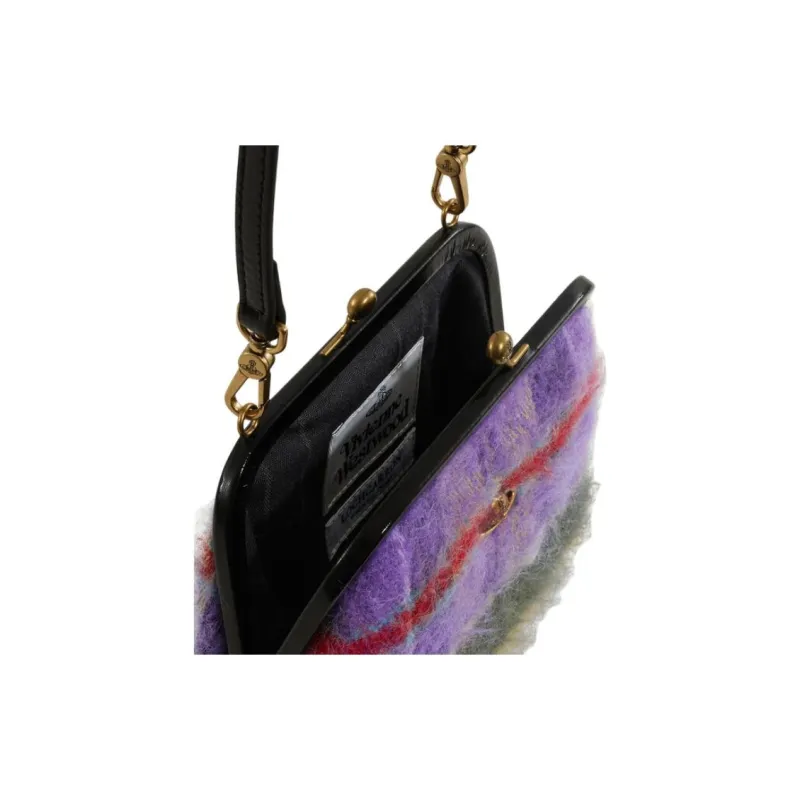 Vivienne Westwood Wool Handbag Shoulder Bag Women's Purple/Yellow-2