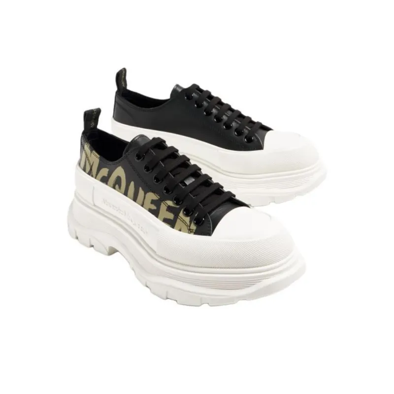 Alexander McQueen Tread Slick Low Lace Up Graffiti Black Khaki-2