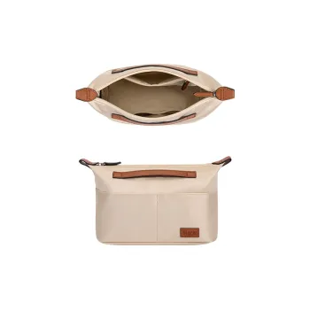 Tide Tribute Silk Coach Tote Storage & Organization Bag Medium Bag Beige/Dusty Blue/Coffee