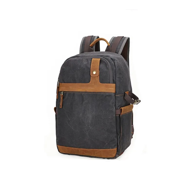 H YXIANG Batik Water Repellent Canvas With Crazy Horse Leather Backpack Regular Men's Multicolor-1