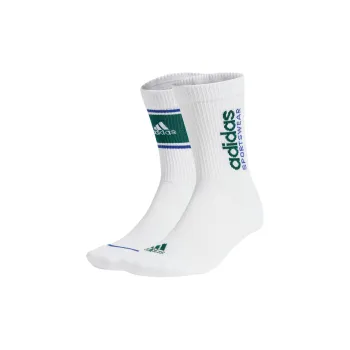 Adidas Sportswear Mid Calf Socks Unisex 2 Pack White/Forest Green