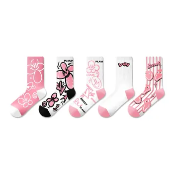 PLAN IN Crew Socks For Fall And Winter Unisex Box 5 Pack