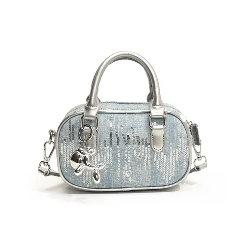 Single Warehouse PU Panel Denim Handbag, Shoulder Bag, Crossbody Bag Regular Women's Multicolor
