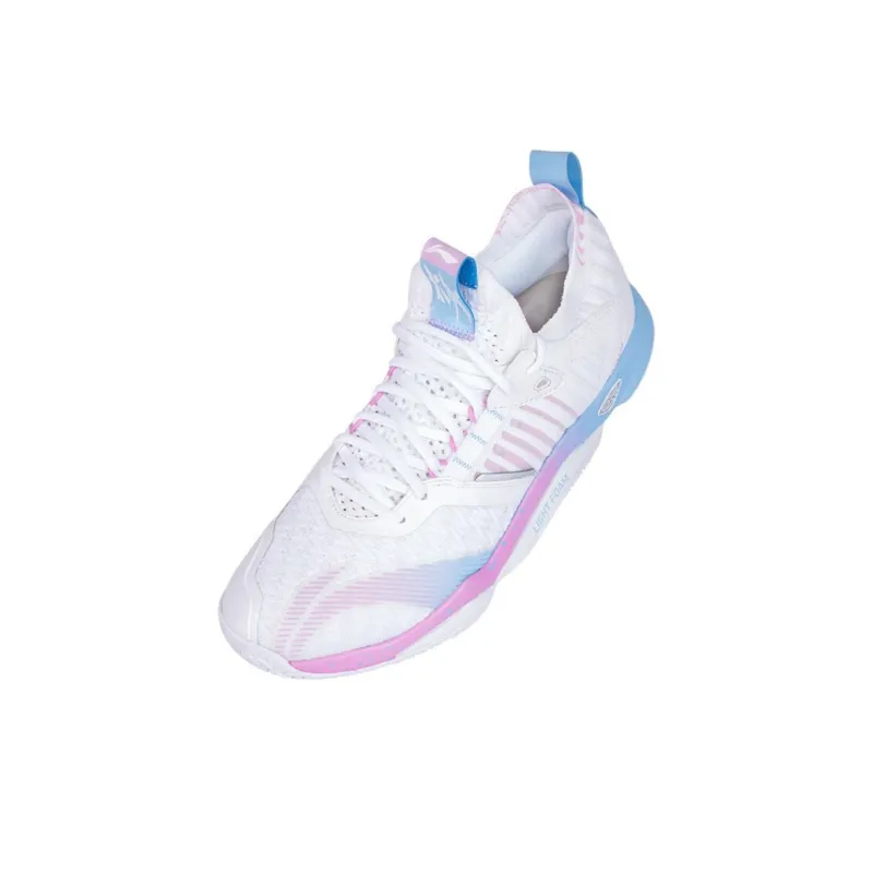 LiNing Raid Slip Resistant Breathable Low Top Badminton Shoes Unisex White Pink-3