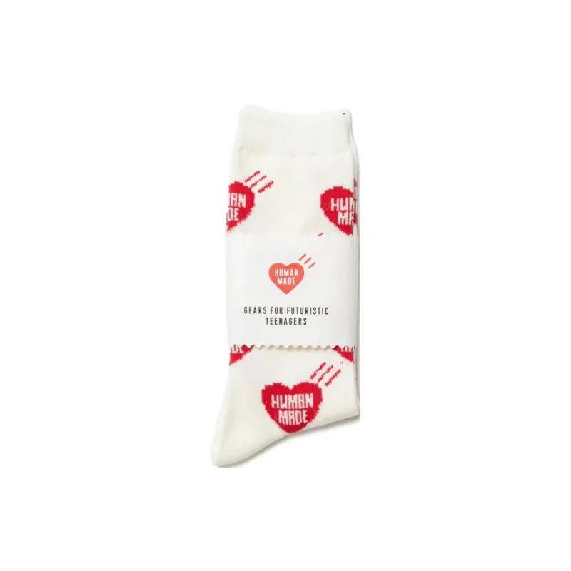 HUMAN MADE Heart Pattern Socks Red-5