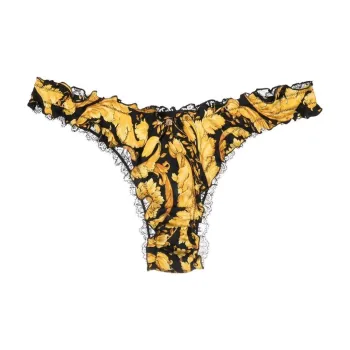 VERSACE Lace panel Silk Thong
