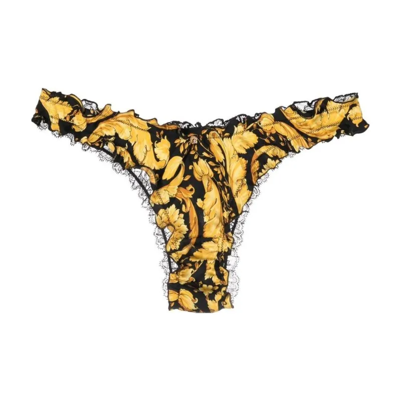 VERSACE Lace panel Silk Thong-0