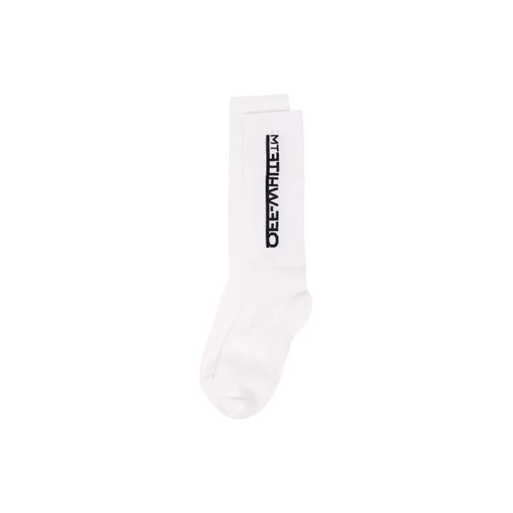 OFF WHITE Underlined Logo Long Socks White/Black-0