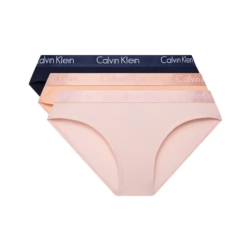 CALVIN KLEIN Underpants Women's 3 Pack Mallard Blue/Light Peach Pink/Pale Peach Red
