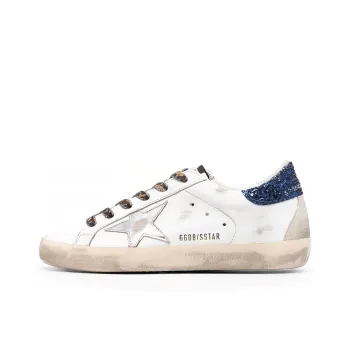 Golden Goose Super Star Stylish Skateboarding Shoes Women's White Blue Vintage Version