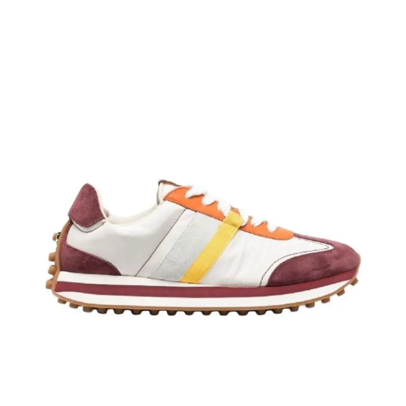 FERRAGAMO Slip Resistant Low Top Casual Shoes Men's White Red Silver-1