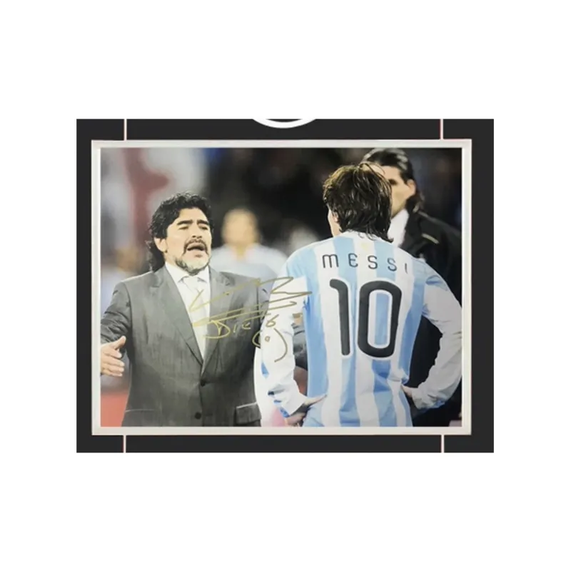 Three For Maradona Signed In Person Framed Photo Included SA Certificate Argentina Legend Soccer Star-2