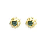 Ruyi Jadeite Stud Earrings (Gold)