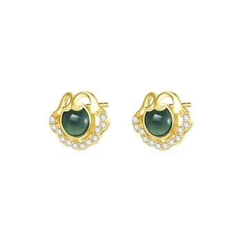 Mom's Gift Glutinous Jade Jadeite Stud Earrings Women's