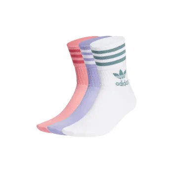 Adidas Originals Mid Calf Socks All Unisex 3 Pack Rose Red/Purple White