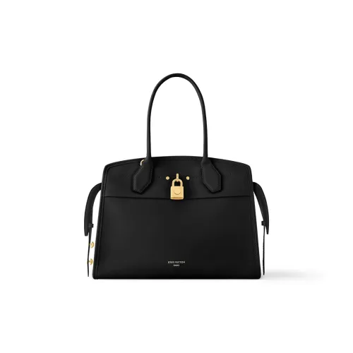 LOUIS VUITTON Cuir De Veau Calfskin Handbag Medium Size Women's Black