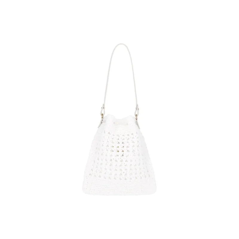 MIU MIU Raffia With Leather Handbag, Shoulder Bag Women's White-3