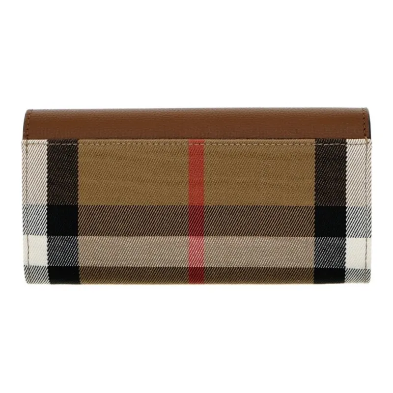 Burberry Leather Paneled Canvas Wallet Women's Tan-1