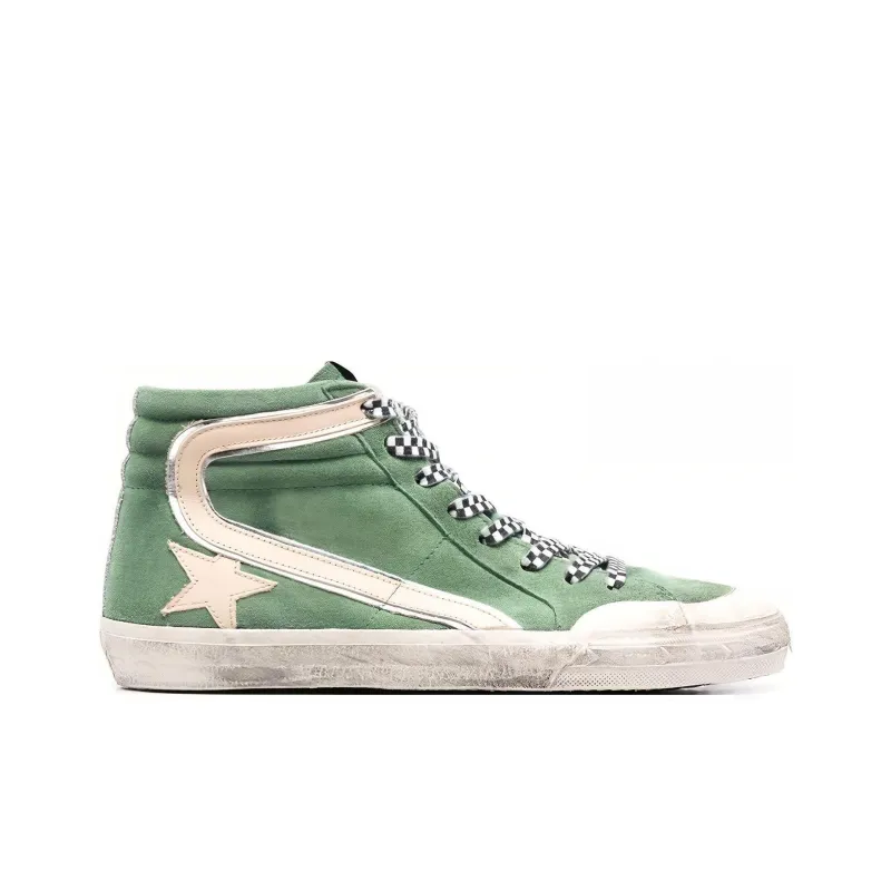 Golden Goose Slide Green White-1