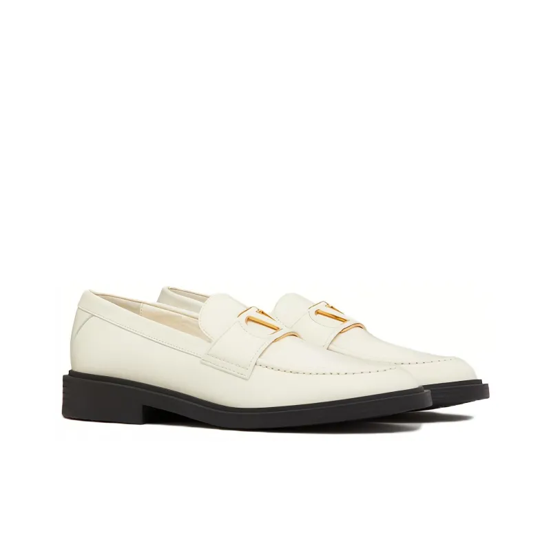 Valentino VLogo Signature Loafers 1cm Women's White-2