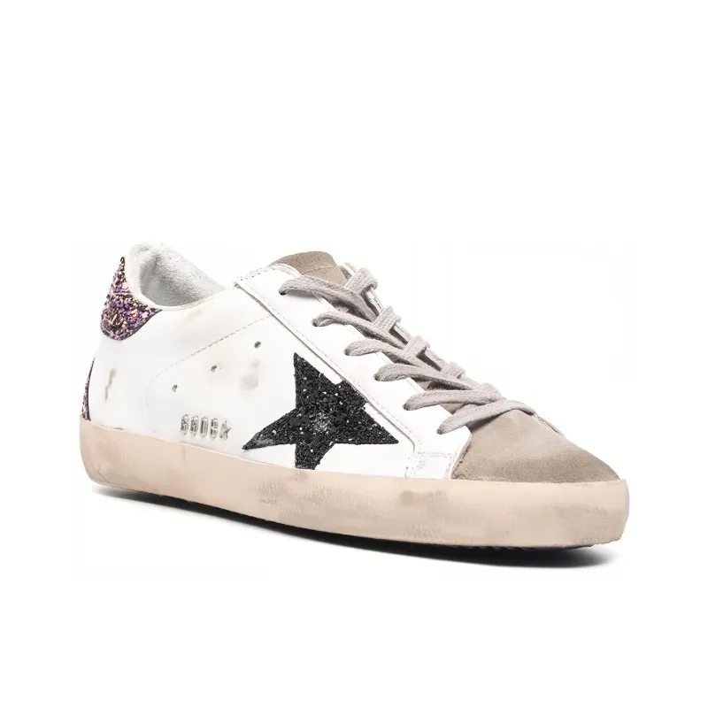 Golden Goose Super Star White Black Multi Glitter Women's-2