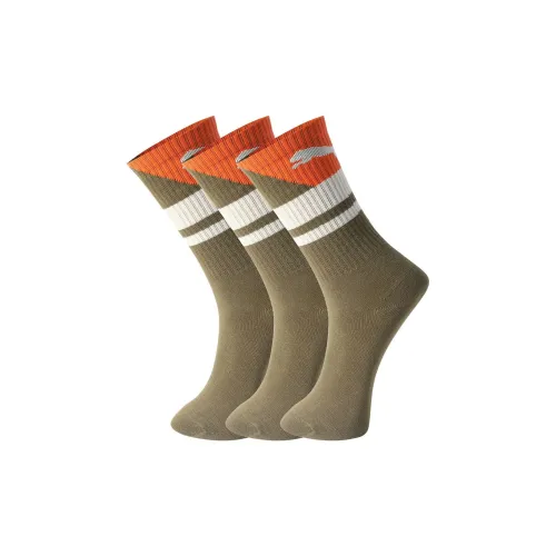 PUMA Mid Calf Socks Unisex 3 Pack Green