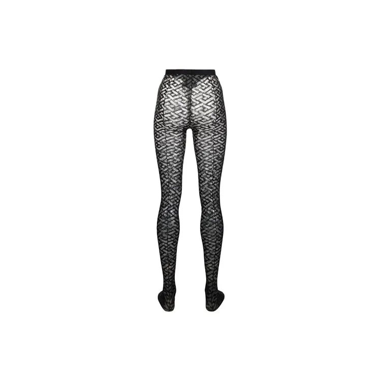 VERSACE Monogram Tulle Tights 'Black'-1