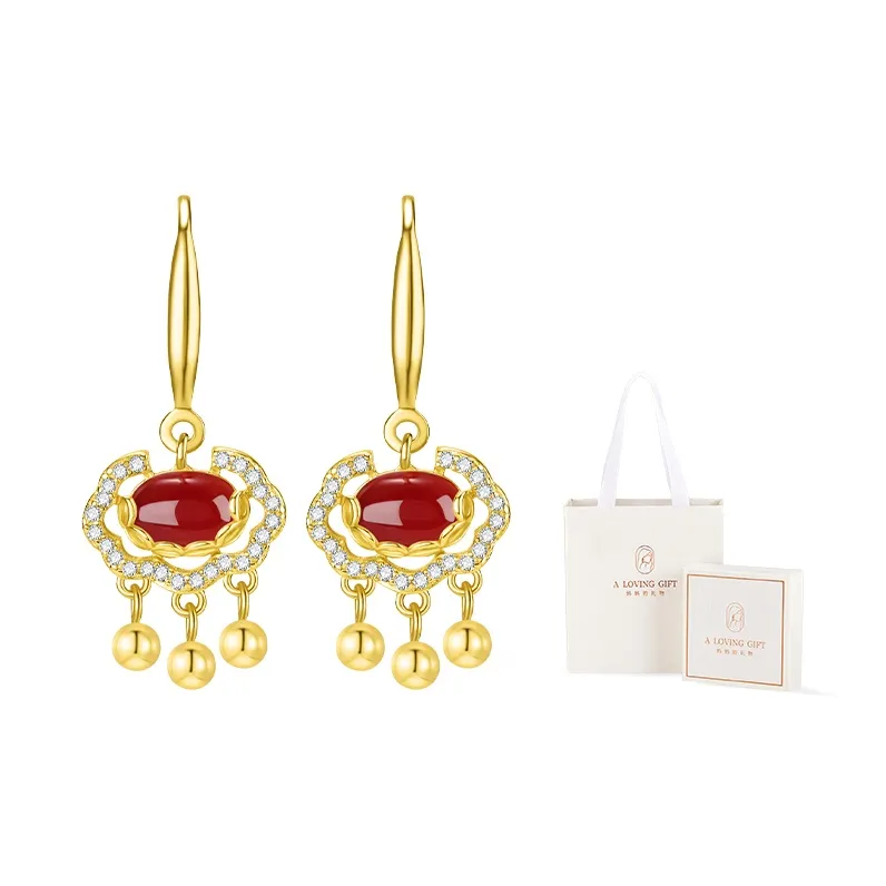 Mom's Gift Agate Jade Earrings Women's-3