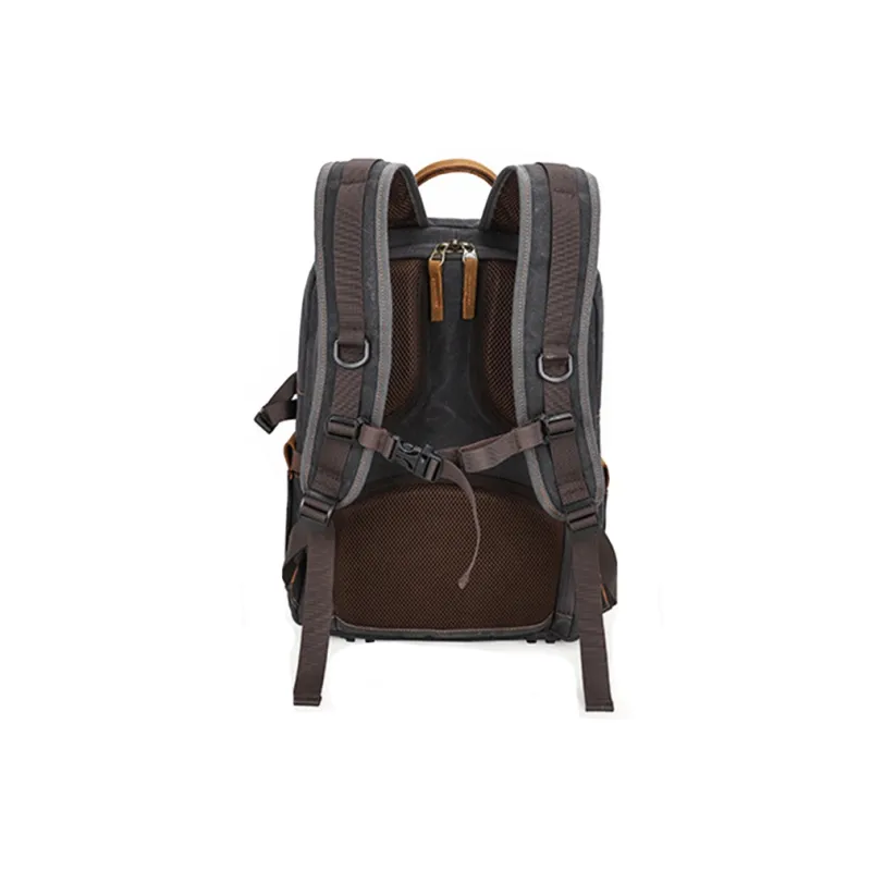 H YXIANG Batik Water Repellent Canvas With Crazy Horse Leather Backpack Regular Men's Multicolor-2