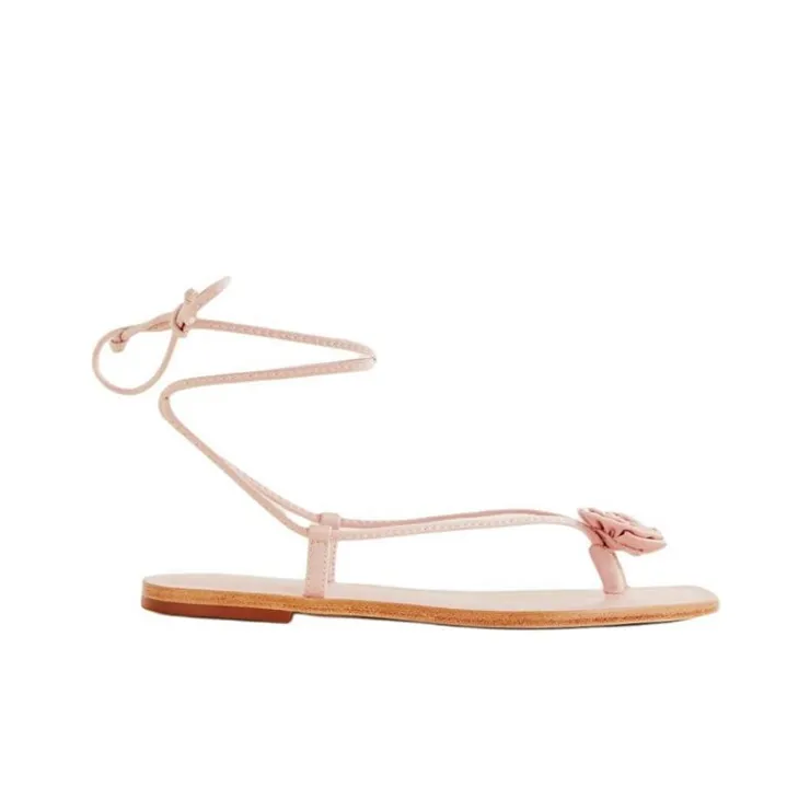 REFORMATION Vicky Rosette Strap Sandals Women's Pink-1