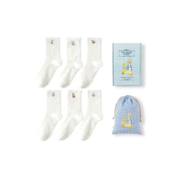Caramella x Peter Rabbit/, SS23 Mid Calf Socks Women's 6 Pack White