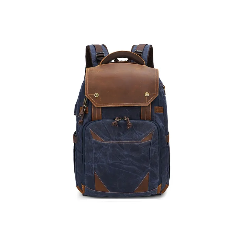 H YXIANG Batik Canvas Backpack Regular Men's Khaki/Gray/Earth Yellow/Blue-14