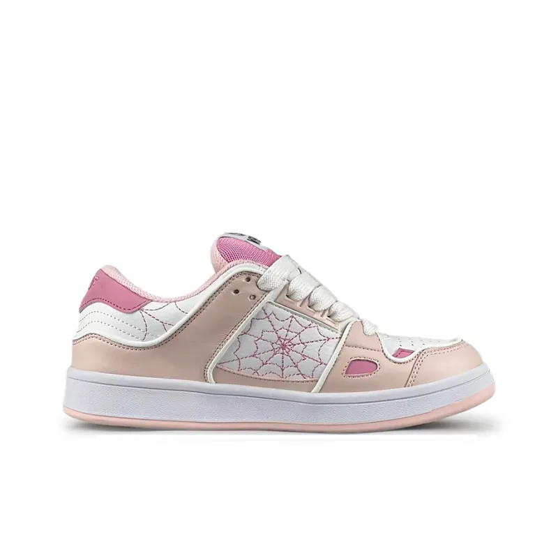 VFDF Anti Slip Wear Resistant Low Top Skateboard Shoes Women's Pink Spider-1