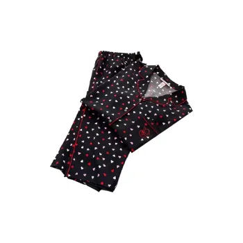 Victoria's Secret Pajama Set Women's Black Heart Print