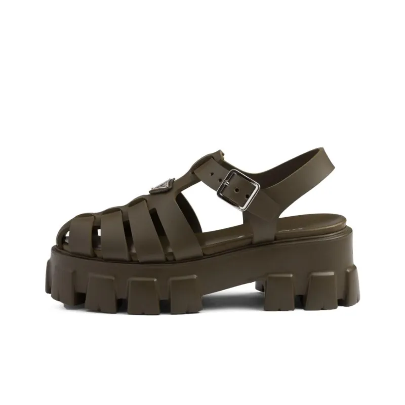 PRADA Triangle-logo Platform Sandals-0