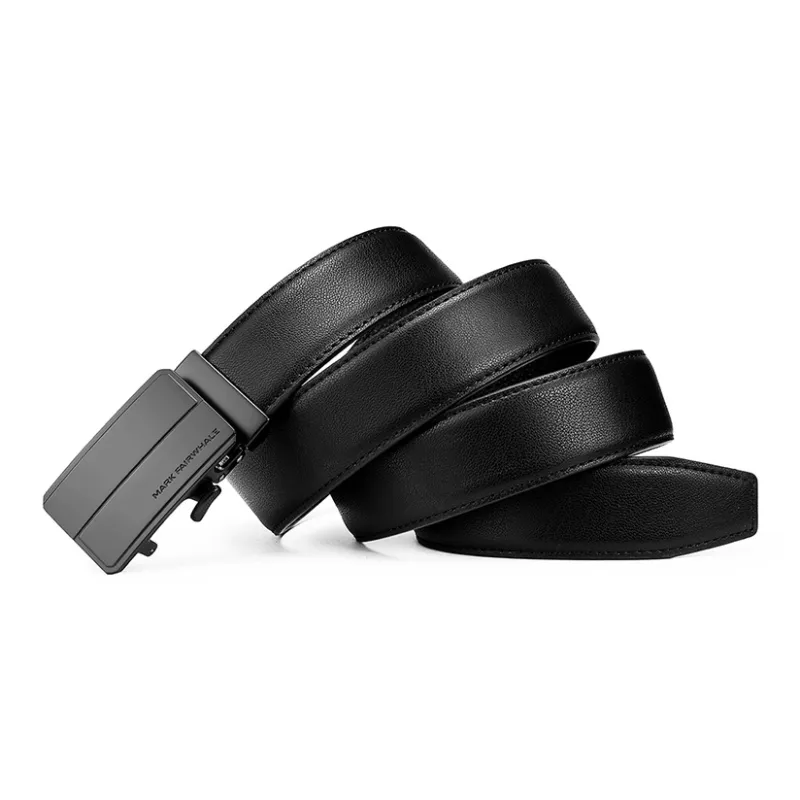 FAIRWHALE Matte Alloy Automatic Buckle Genuine Leather Belt Cow Leather Belts Men's Width 3.4CM-1