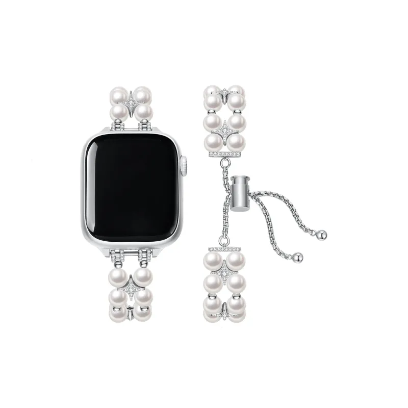 ZEGL Apple Compatibility Watch Band Pearl Bracelet Material-0
