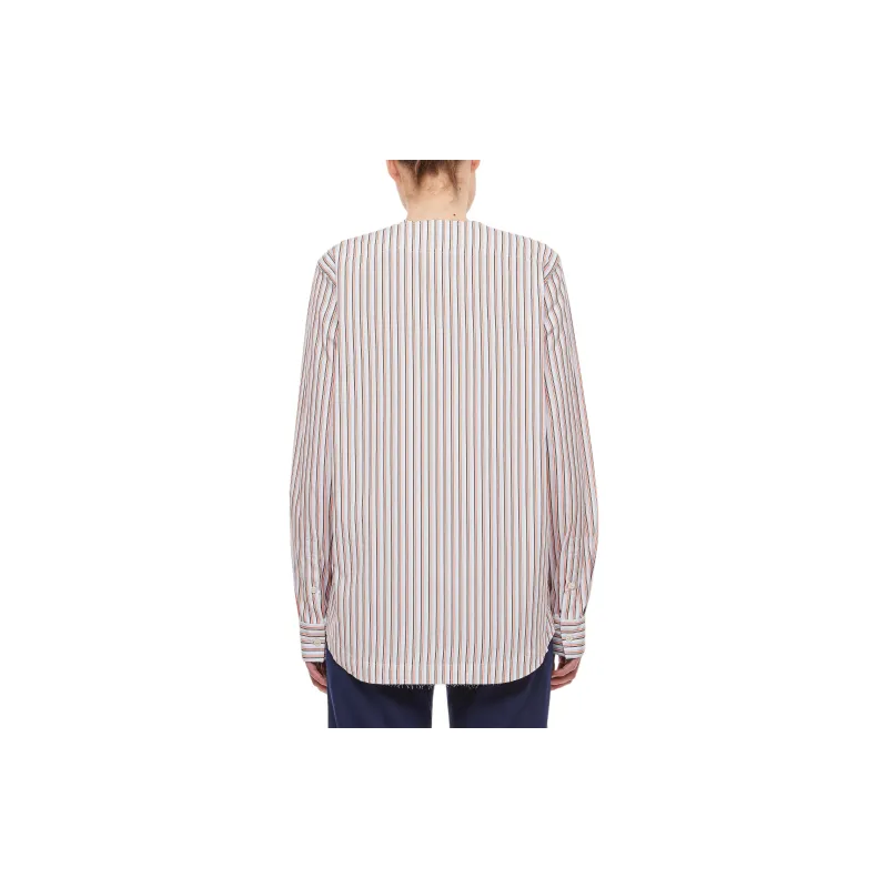Plan C Striped V neck Long sleeve Shirt-1