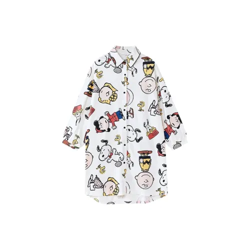 GUKOO x SNOOPY Nightgown Women's One Piece Set Milk White