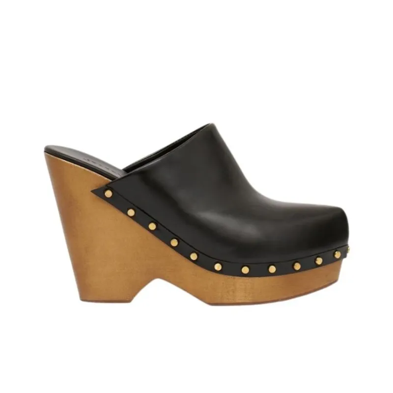 ISABEL MARANT 110mm Wedge-heel Leather Clogs-1