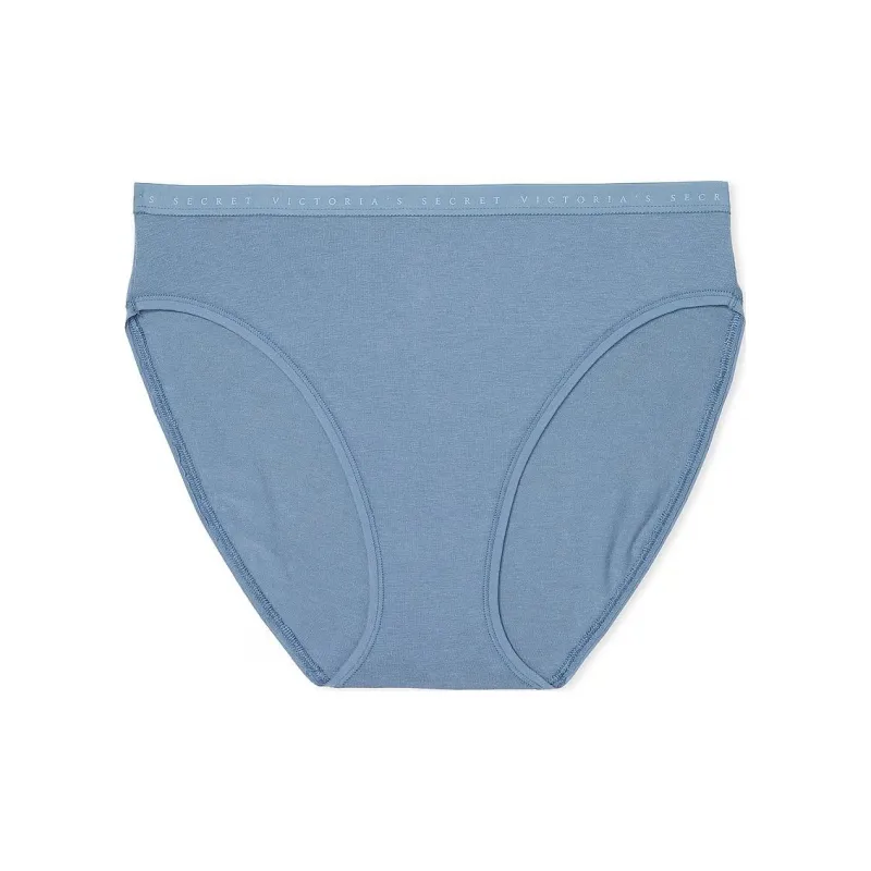 Victoria's Secret Stretch Cotton High-Leg Brief Panty / Faded Denim Underpants Women's 1 Pack Blue-0