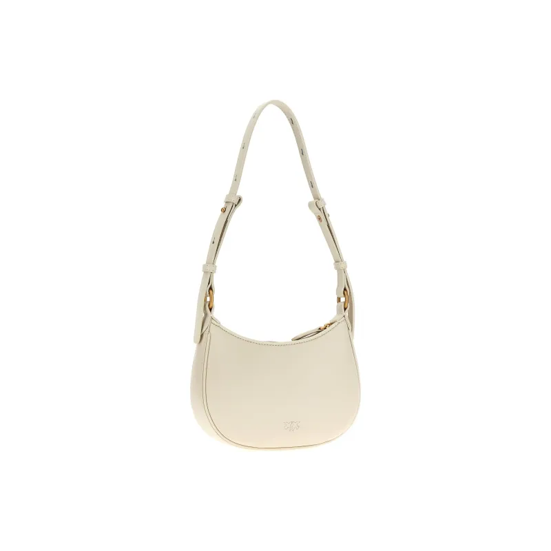 PINKO Half Moon Series Cowhide Leather Crossbody Bag, Shoulder Bag Mini Women's Beige-1