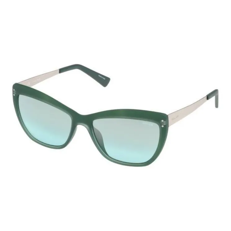 Police Injection Molded Irregular Shape Sunglasses Women's Green-0